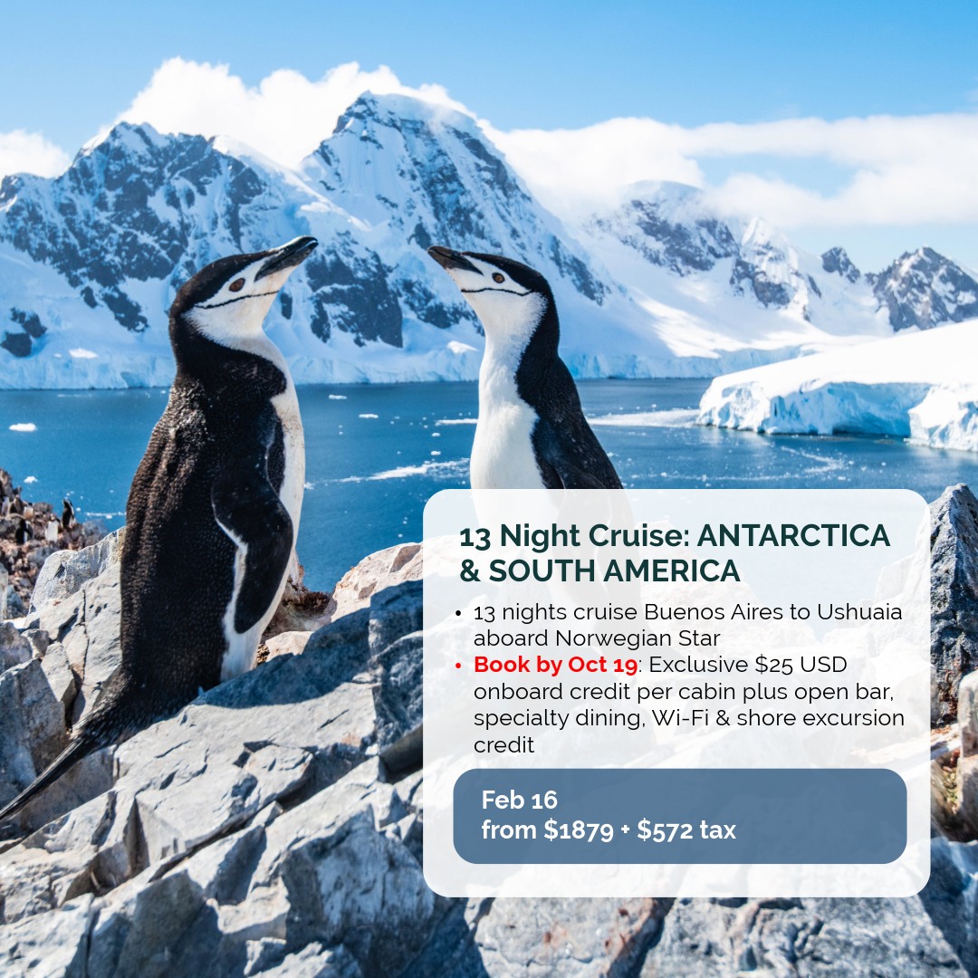 13 Night Cruise Antarctica & South America poster for February 16.